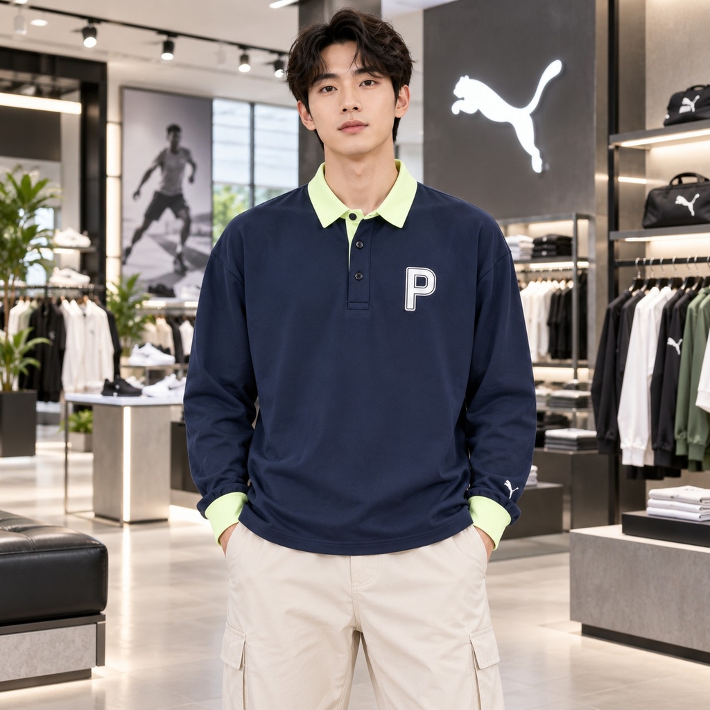 Áo Dài Tay Nam Puma Chính Hãng - PC Peach Stretch Smooth Relaxed Long Sleeve - Màu Deep Navy | JapanSport 630424-02