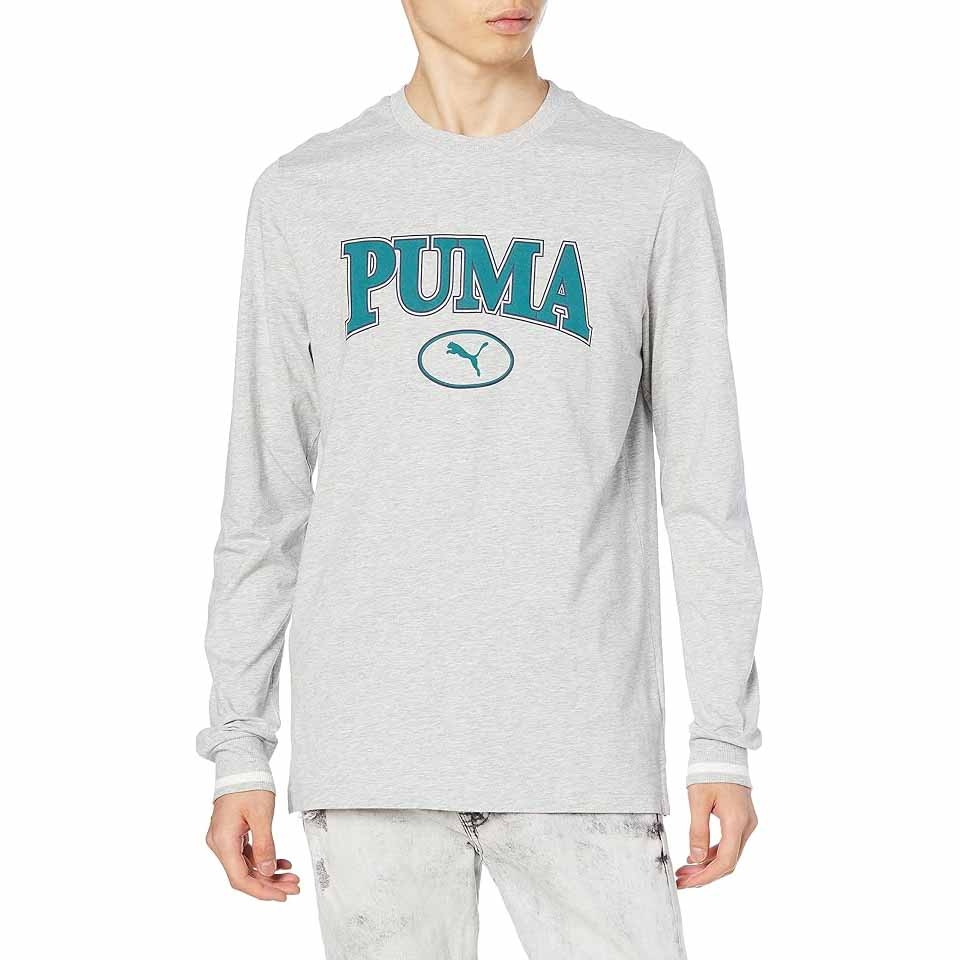 Áo Puma Nam Chính Hãng - Men's Short Sleeve Casual Squad LS Graphic T-Shirt - Màu Xám | JapanSport 678391-04