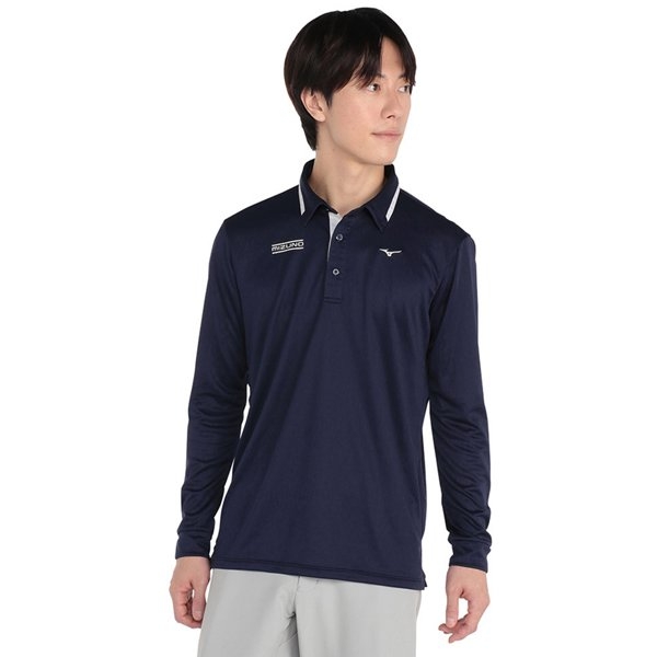 Áo Khoác Mizuno Chính Hãng - Long Sleeve Polo Shirt - Màu Xanh Navy| JapanSport  E2JAB566-14