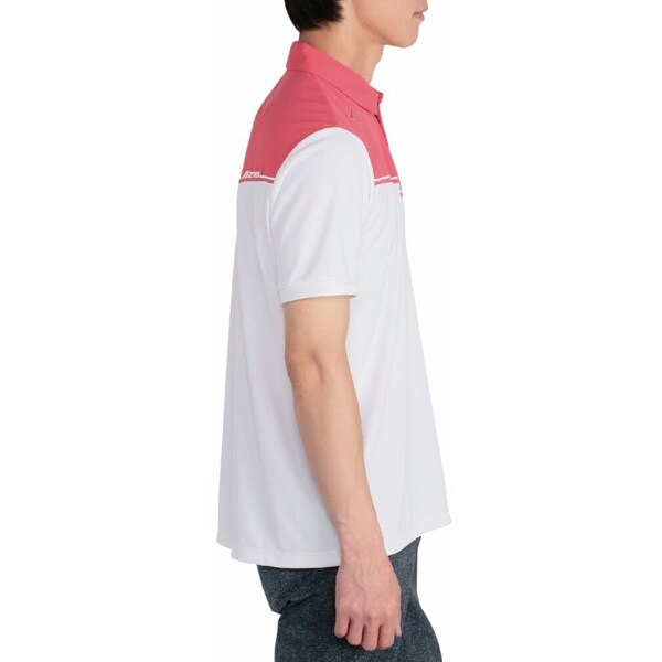 Áo Polo Mizuno Chính Hãng - Ice Touch Solar Cut Short Sleeve Zip-Up Shirt  - Màu Trắng/Đỏ | JapanSport E2MAC001-86
