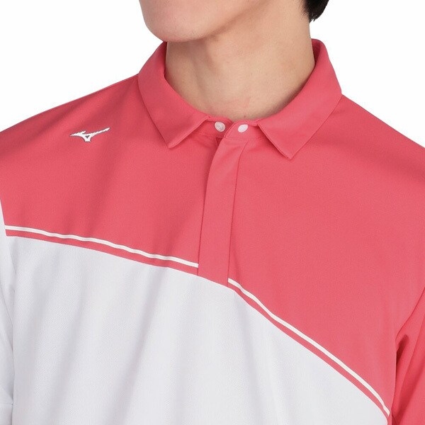 Áo Polo Mizuno Chính Hãng - Ice Touch Solar Cut Short Sleeve Zip-Up Shirt  - Màu Trắng/Đỏ | JapanSport E2MAC001-86