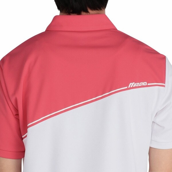 Áo Polo Mizuno Chính Hãng - Ice Touch Solar Cut Short Sleeve Zip-Up Shirt  - Màu Trắng/Đỏ | JapanSport E2MAC001-86