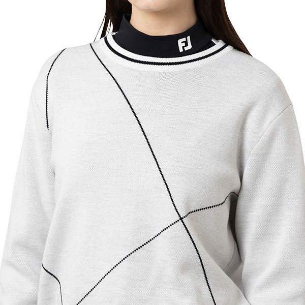Áo Dài Tay FOOTJOY Chính Hãng - Women’s Cropped Argyle Long Sleeve Crew Neck Sweater - Màu Trắng | JapanSport 38694-FJW-F25-M02