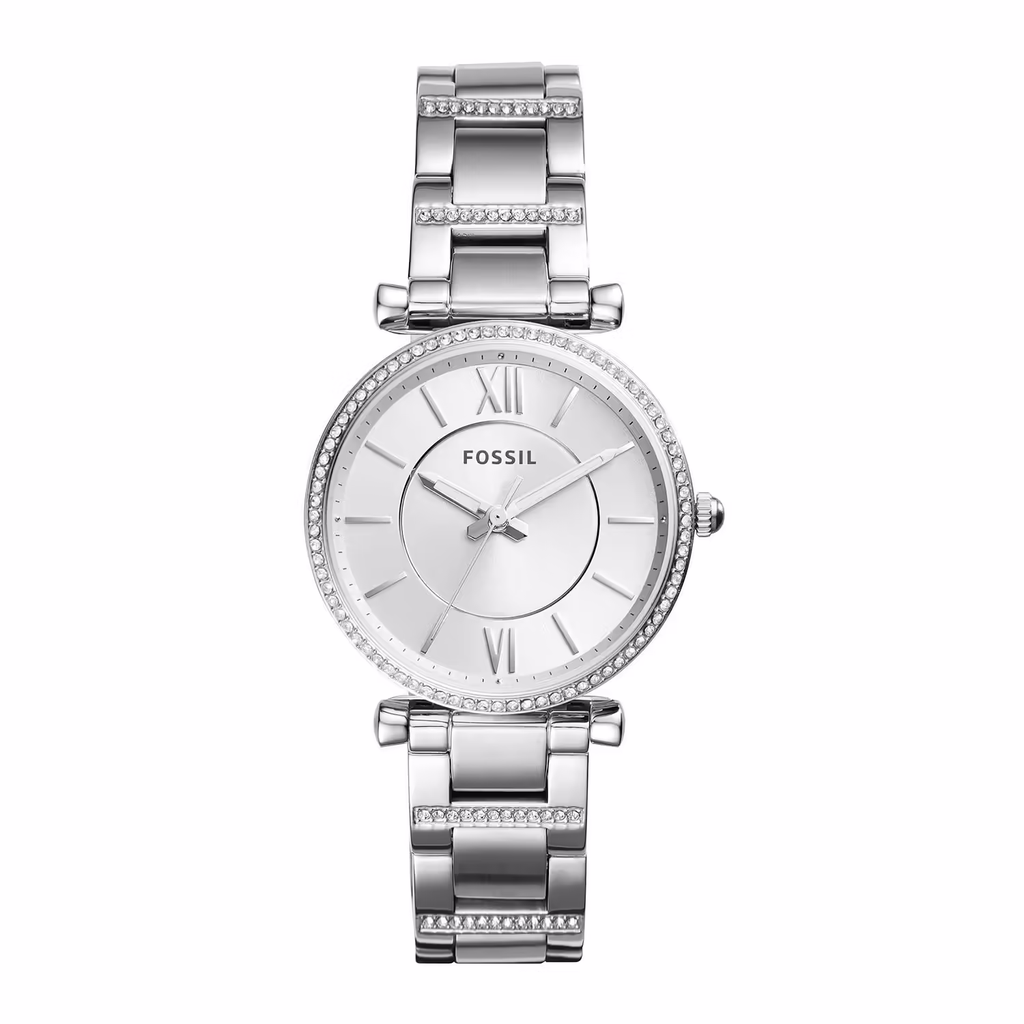 Đồng hồ Nữ Fossil Chính hãng -  Mặt 35mm, Dây Thép, Viền Đính Pha Lê | JapanSport Carlie ES4341