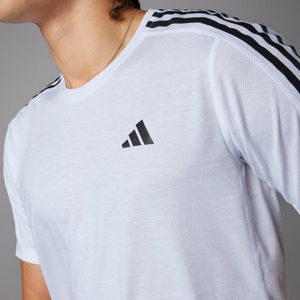 Áo Phông Adidas Nam Chính Hãng - Own the Run 3-Stripes Tee - Màu Trắng  | JapanSport IQ3835