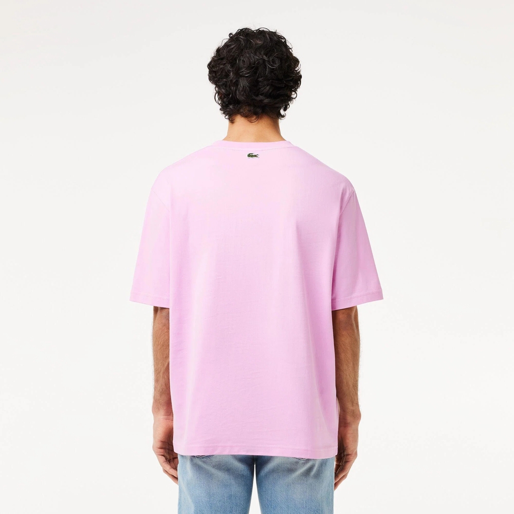 Áo phông Lacoste Chính hãng - Loose Fit Heavy Cotton Printed T-Shirt - Màu Hồng| JapanSport TH7315-51-IXV