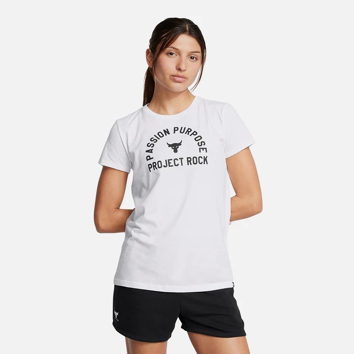 Áo phông Under Armour Nữ Chính hãng - Project Rock Payoff Short Sleeve - Màu Trắng | JapanSport 1389340-100