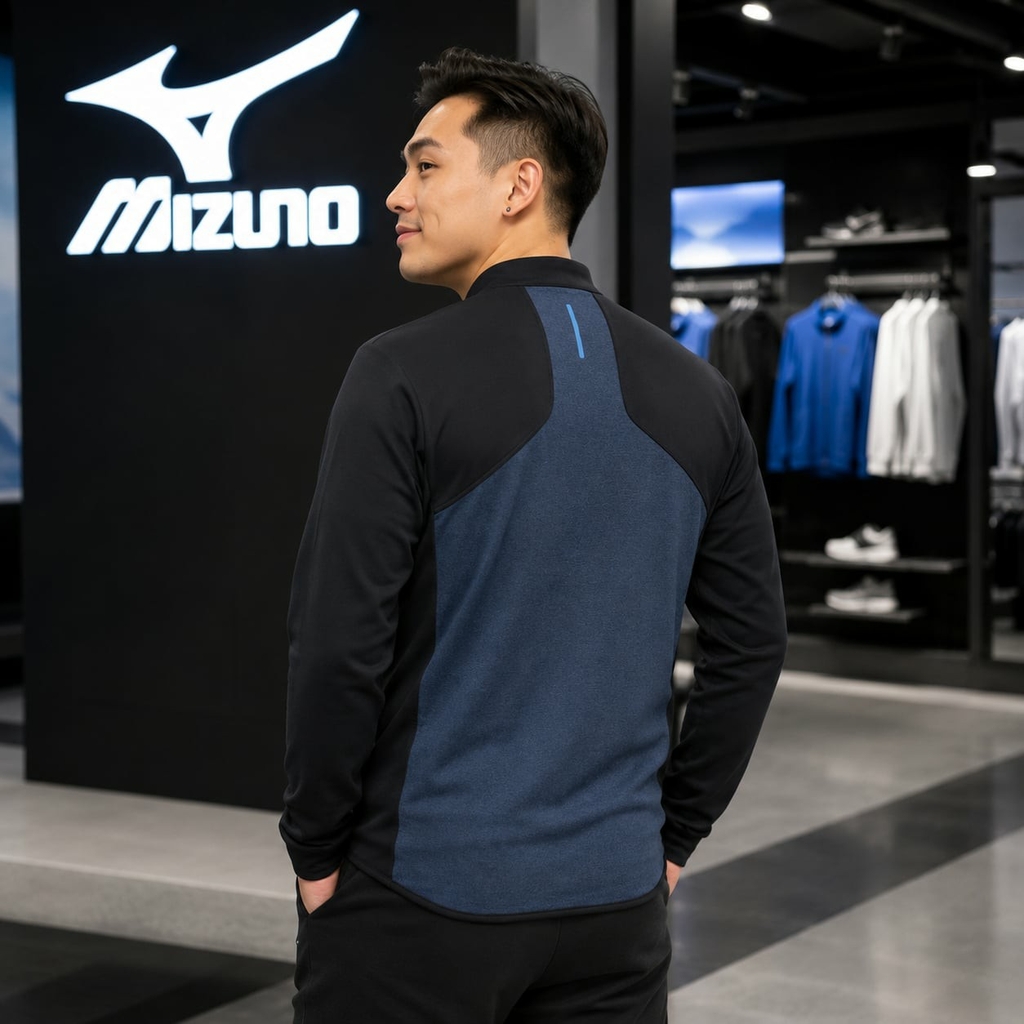 Áo Khoác Mizuno Chính Hãng - Track and Field Wear Mid-Layer Jacket Warm Stretch Slim Silhouette - Màu Xanh | JapanSport U2MCB503-pageant blue heathered