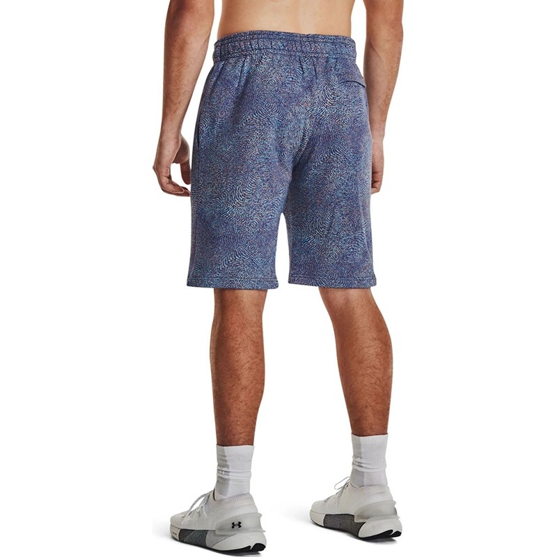 Quần Short Under Armour Chính Hãng - Mens Rival Fleece Printed Shorts - Màu Xanh | JapanSport 1376976-468