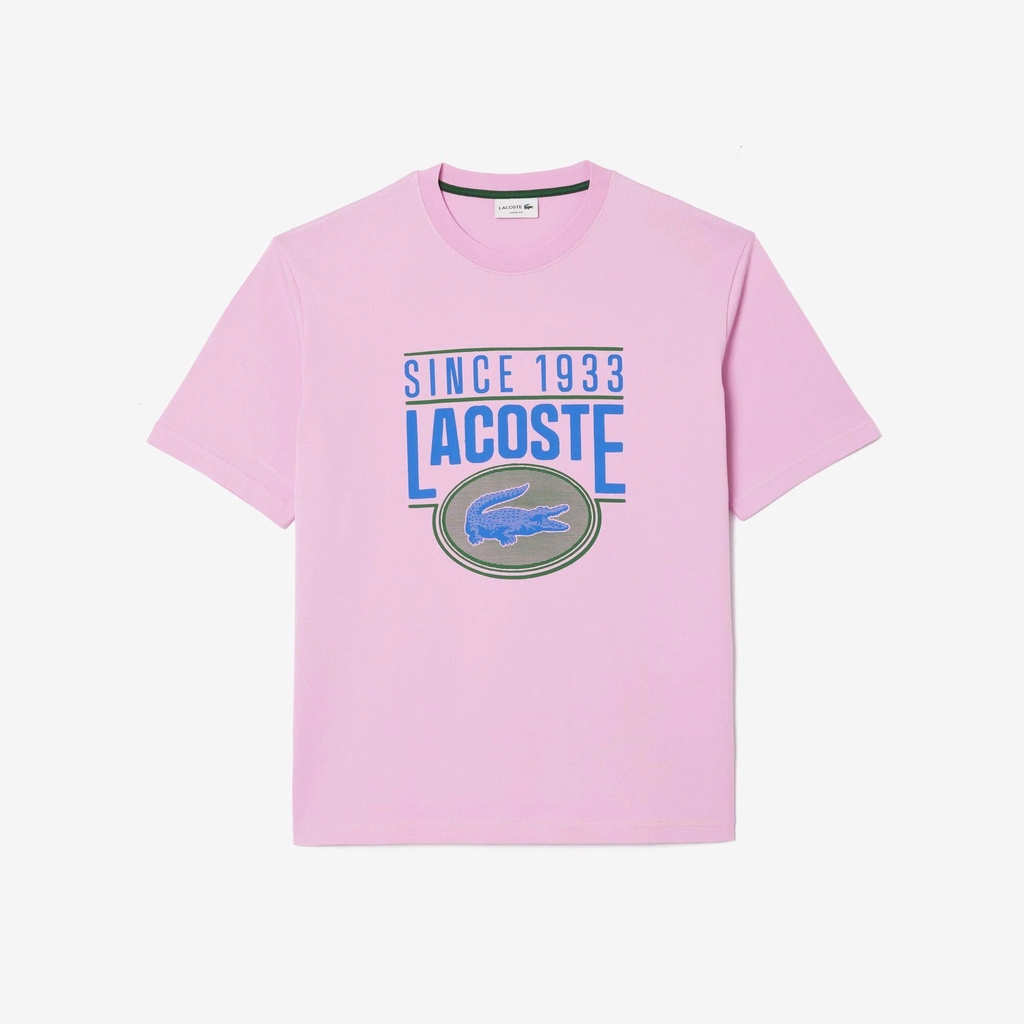 Áo phông Lacoste Chính hãng - Loose Fit Heavy Cotton Printed T-Shirt - Màu Hồng| JapanSport TH7315-51-IXV