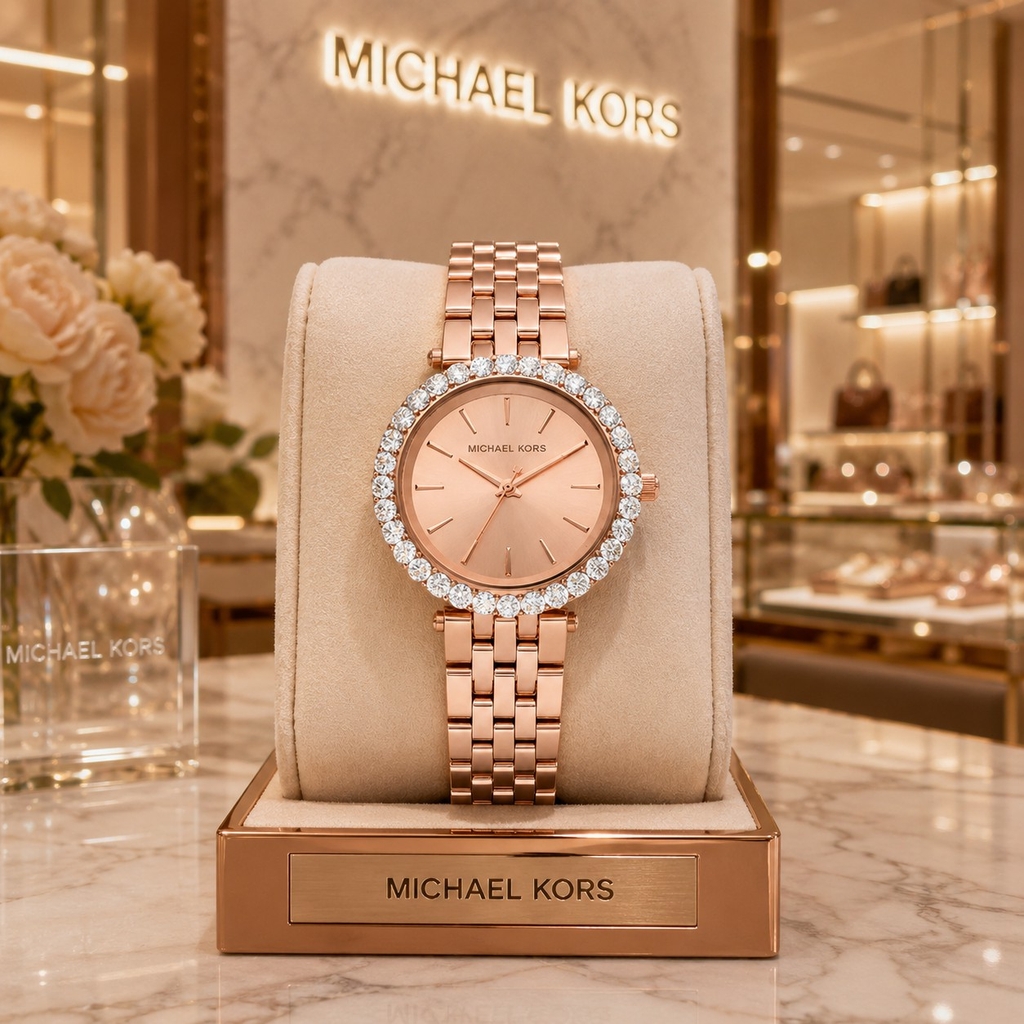 Đồng hồ Michael Kors Nữ Chính hãng - Darci Pavé Rose Gold-Tone - Màu Vàng Hồng | JapanSport MK4514