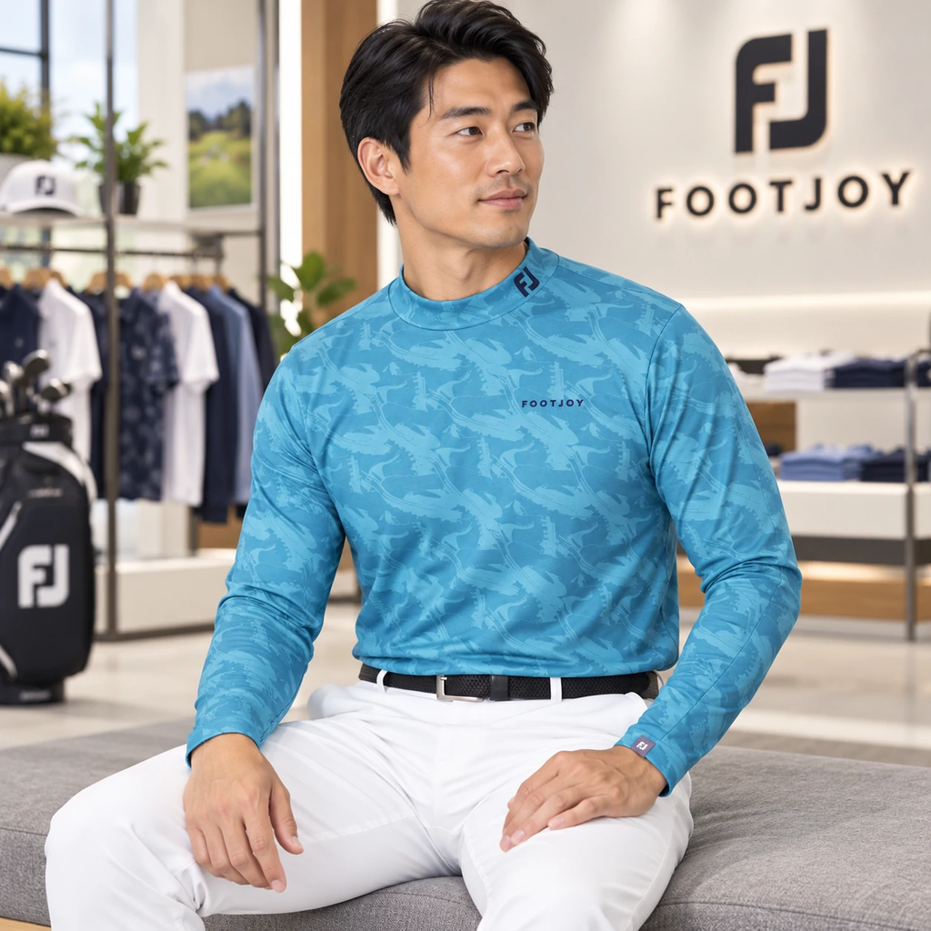 Áo Dài Tay FOOTJOY Chính Hãng - Footwear Motif Print Mock Neck - Màu Navy | JapanSport 32179 FJ-F24-S03