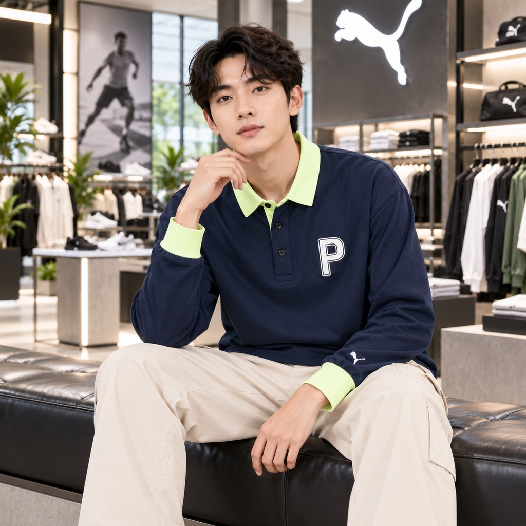 Áo Dài Tay Nam Puma Chính Hãng - PC Peach Stretch Smooth Relaxed Long Sleeve - Màu Deep Navy | JapanSport 630424-02
