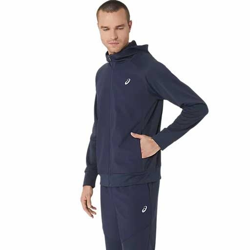 Áo Khoác Asics Chính Hãng - Hybrid Polyester Hooded Sweatshirt - Màu Xanh | JapanSport 2031E328-402