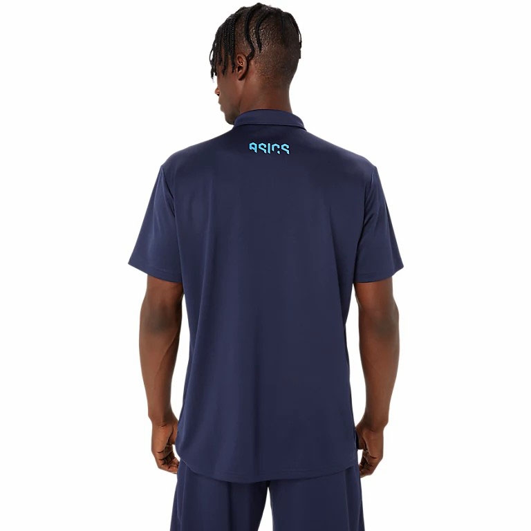 Áo Polo Asics Chính Hãng - HEX GRAPHIC DRY POLO SHIRTS - Màu Xanh | JapanSport 2031E496-402