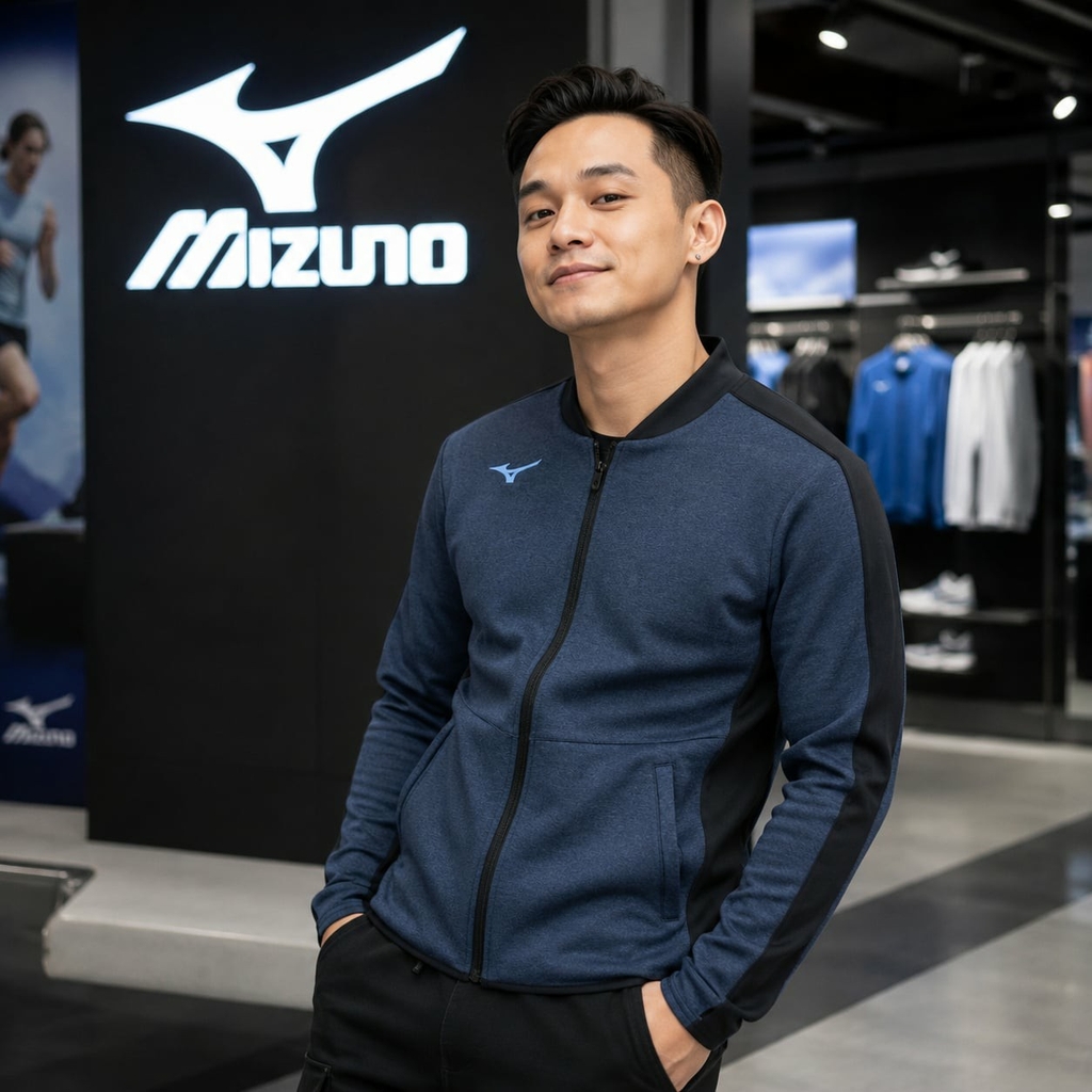 Áo Khoác Mizuno Chính Hãng - Track and Field Wear Mid-Layer Jacket Warm Stretch Slim Silhouette - Màu Xanh | JapanSport U2MCB503-pageant blue heathered