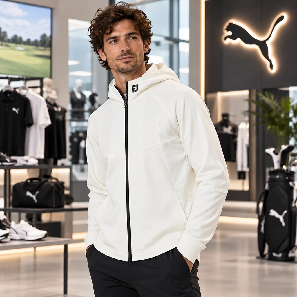 Áo Khoác Nam FOOTJOY Chính Hãng - Contemporary Multi Stretch Hoodie Midlayer - Màu Trắng | JapanSport 38608 FJ-F25-M03