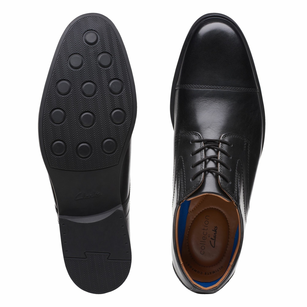 Giày Clark Nam Chính Hãng - Mens Clarks Whiddon Cap Oxford - Đen | JapanSport 261-52912