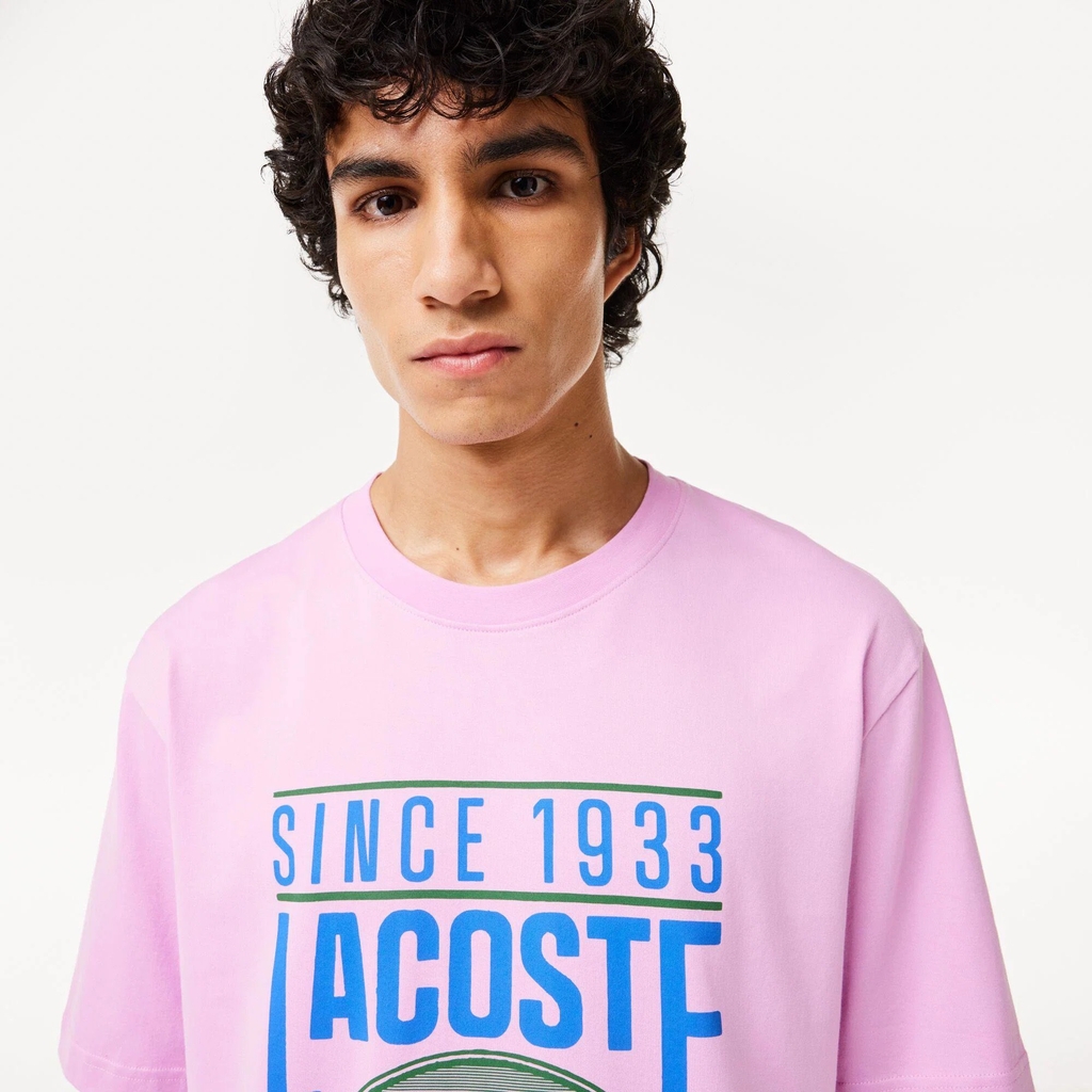Áo phông Lacoste Chính hãng - Loose Fit Heavy Cotton Printed T-Shirt - Màu Hồng| JapanSport TH7315-51-IXV