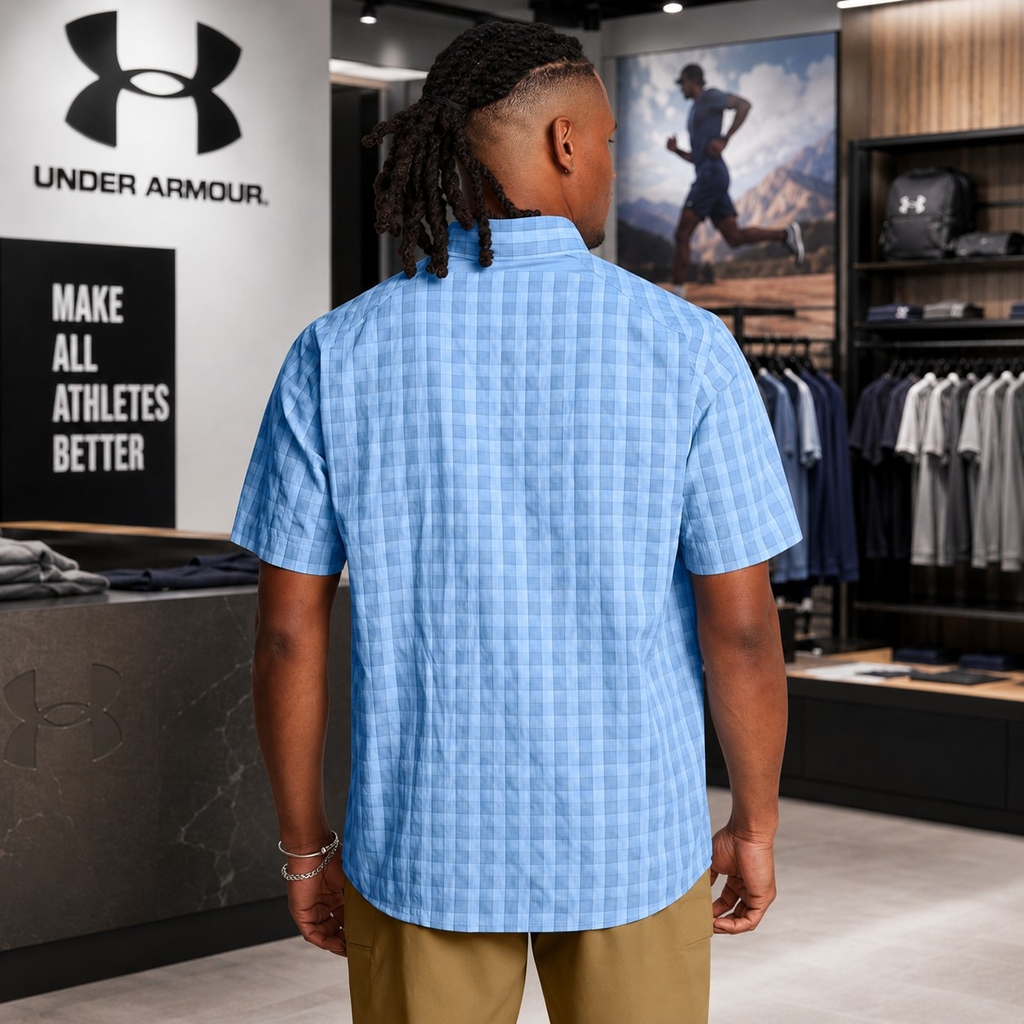 Áo Sơ mi Under Armour Chính hãng - Men's Drift Tide 2.0 Plaid Short-Sleeve T-Shirt - Màu xanh | JapanSport 1369304-467