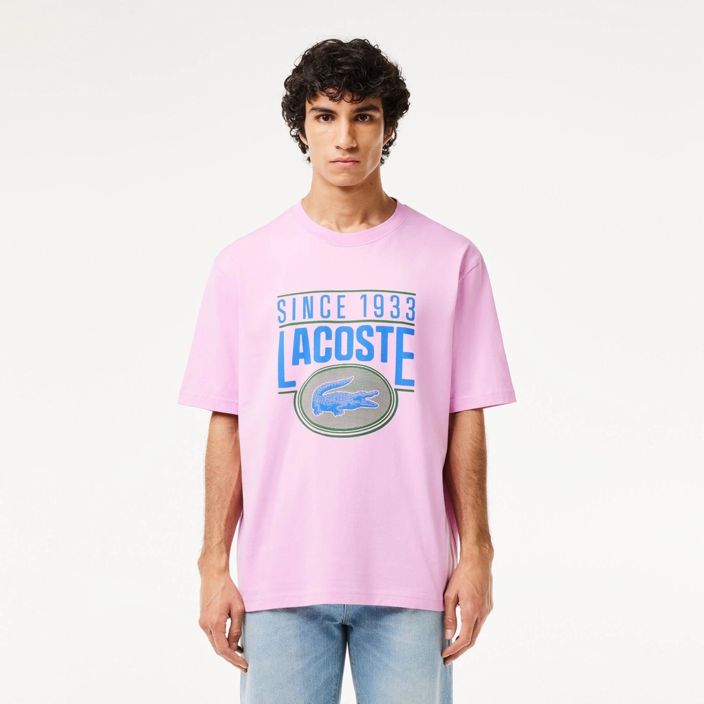 Áo phông Lacoste Chính hãng - Loose Fit Heavy Cotton Printed T-Shirt - Màu Hồng| JapanSport TH7315-51-IXV