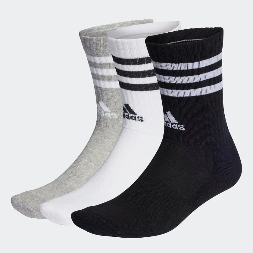 Set Tất Adidas Chính Hãng - Bộ 3 đôi tất cao cổ - Màu Xám/Trắng/Đen | JapanSport IC1323