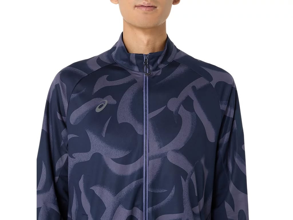 Áo Khoác Asics Chính Hãng -  Dry Graphic Stretch Knit Jacket- Màu xanh navy đậm.| JapanSport  2031E985-400