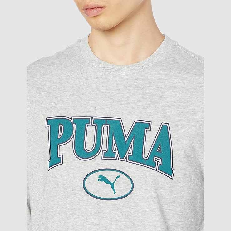 Áo Puma Nam Chính Hãng - Men's Short Sleeve Casual Squad LS Graphic T-Shirt - Màu Xám | JapanSport 678391-04