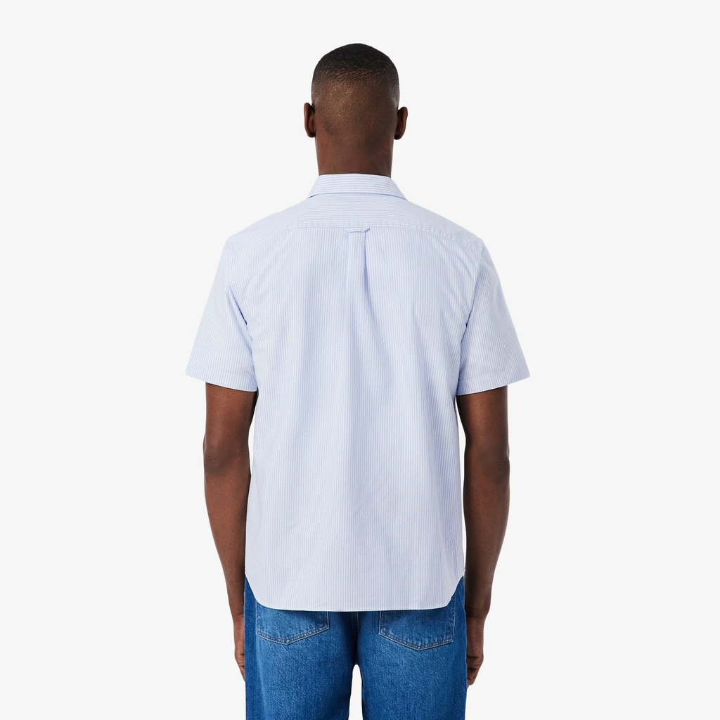 Áo Sơ Mi Lacoste Chính Hãng - Regular Fit Short Sleeve Oxford Shirt- Màu Xanh | JapanSport CH5624-51-E7B