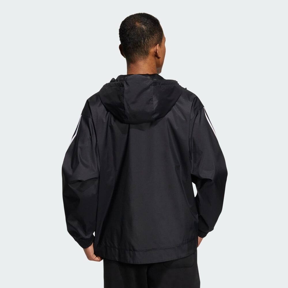 Áo Khoác Adidas Nam Nữ Chính Hãng - 3-Stripes Loose Fit Hooded Woven Jacket - Đen | JapanSport IB0248