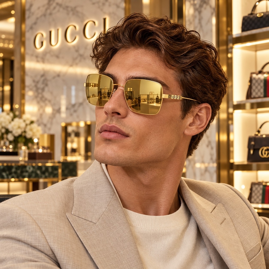 Kính Gucci Nam Nữ Chính hãng - GG1434S-004 – Gold/Gold Mirror - 57mm | JapanSport