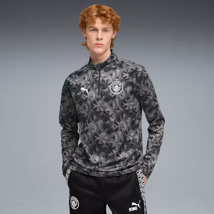 Áo Dài Tay Puma Chính Hãng - Manchester City Men's Quarter-Zip Pullover - Màu Đen | JapanSport 782170-11