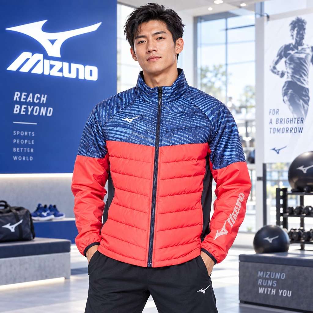 Áo Khoác Mizuno Chính Hãng - Techfill Jacket - Màu Xanh/Đỏ | JapanSport  62JE2505-63