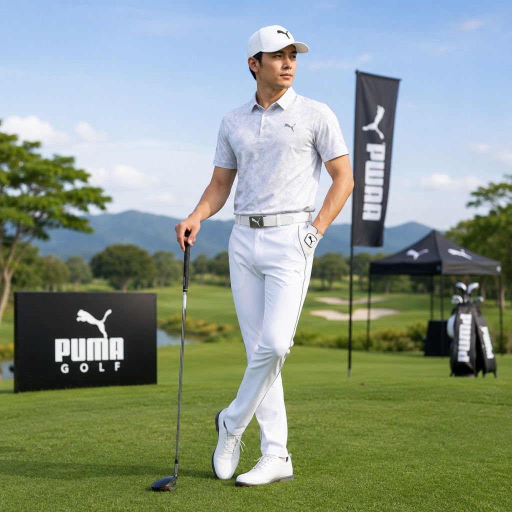 Quần Golf Puma Chính Hãng - PF Stretch Side Piping Ankle Pants - Màu Trắng | JapanSport 627657-03
