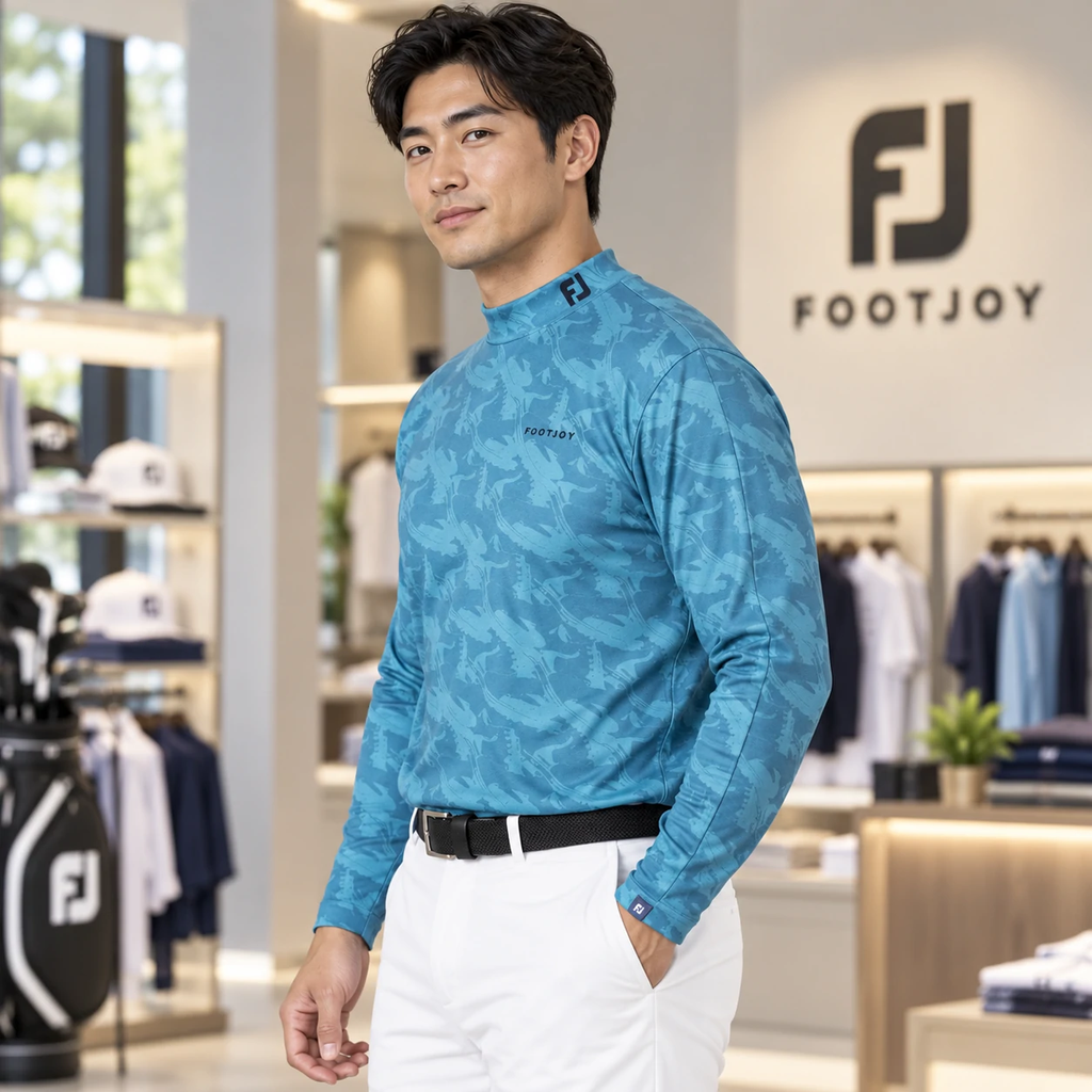 Áo Dài Tay FOOTJOY Chính Hãng - Footwear Motif Print Mock Neck - Màu Navy | JapanSport 32179 FJ-F24-S03