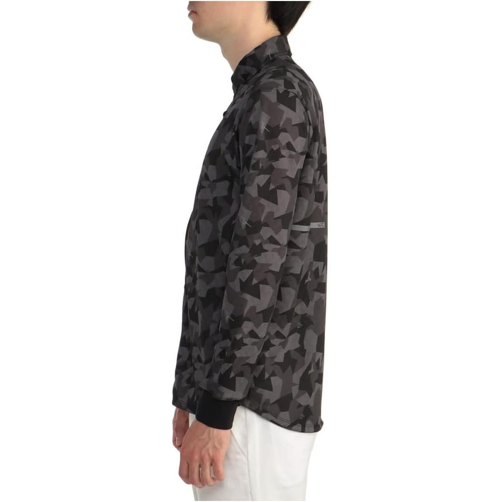 Áo Sơ mi Mizuno Chính Hãng - Golf wear mesh jacquard print long-sleeved ribbed - Màu Đen | JapanSport E2MA2003-08