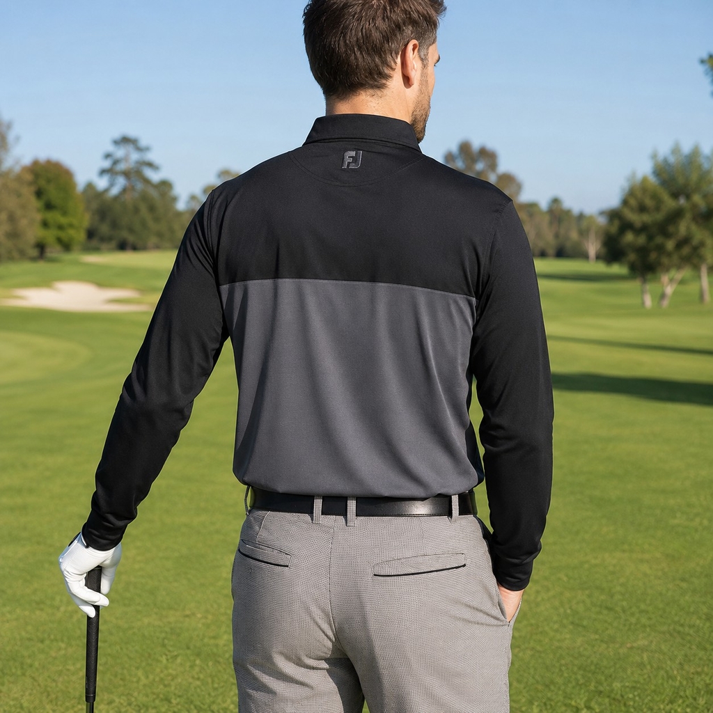 Áo Dài Tay FOOTJOY Chính Hãng - Golf Tonal Color Block Long Sleeve Shirt - Màu Đen | JapanSport 32096-FJ-F24-S16