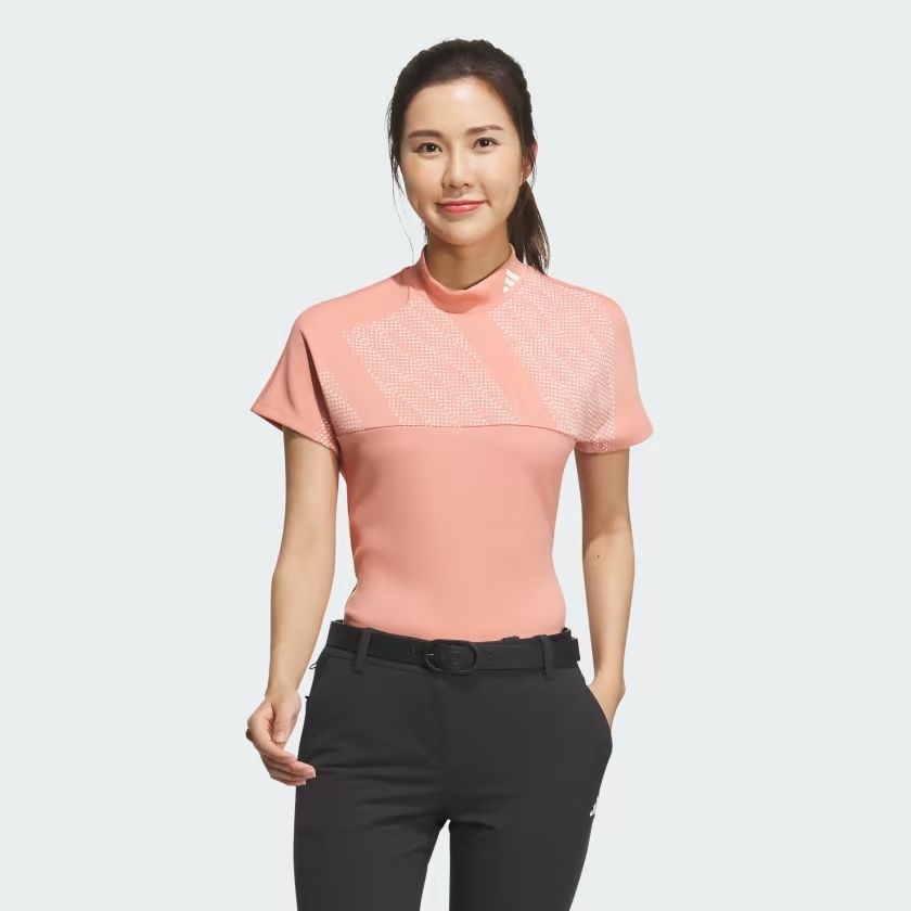 Áo Phông Adidas Nữ Chính Hãng - Big Badge of Sport Short Sleeve Mock Neck Shirt - Màu Hồng | JapanSport HY0918