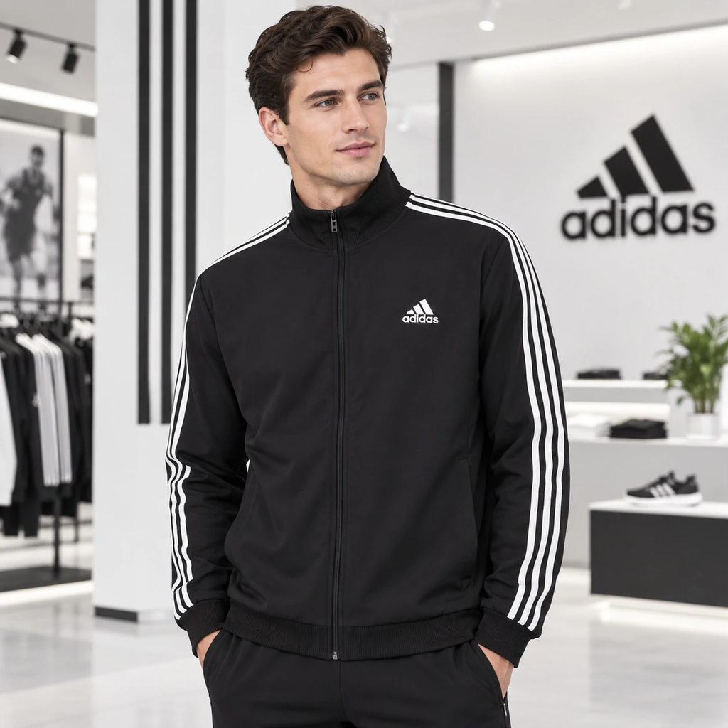 Áo Khoác Nam Adidas Chính hãng - AEROREADY Essentials Regular-Fit 3-Stripes Track Suit - Đen | JapanSport GK9950