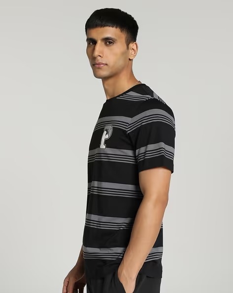 Áo Phông Puma Chính hãng -  Squad Striped T-Shirt  - Màu Đen | JapanSport 676014-01