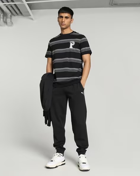 Áo Phông Puma Chính hãng -  Squad Striped T-Shirt  - Màu Đen | JapanSport 676014-01