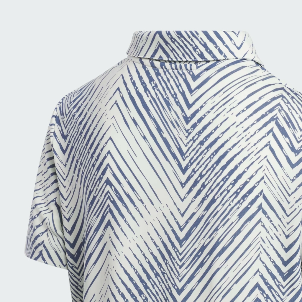 Áo Polo Adidas Trẻ em Chính Hãng - Kids Scripted Herringbone - Màu Trắng Xanh | JapanSport IM8255