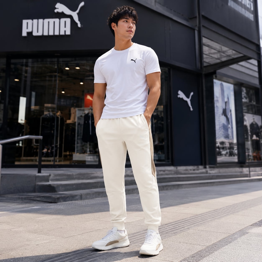 Quần Dài Puma Chính Hãng - Puma EVOSTRIPE Warm Pants - Màu Trắng | JapanSport 684113-87