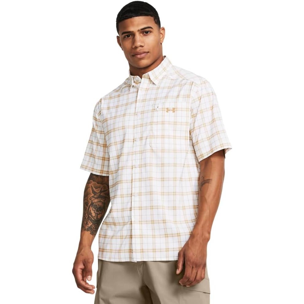 Áo Sơ mi Under Armour Chính hãng - Drift Tide 2.0 Plaid Short-Sleeve T-Shirt - Màu Trắng | JapanSport 1369304-201