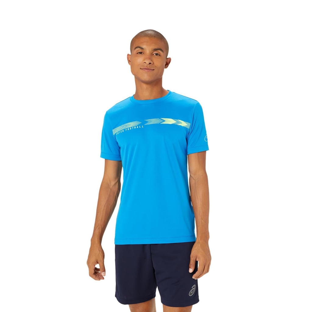 Áo Khoác Asics Chính Hãng - Dry Practice Graphic Logo Short Sleeve Soccer Shirt  - Màu Xanh | JapanSport 2101A280-402