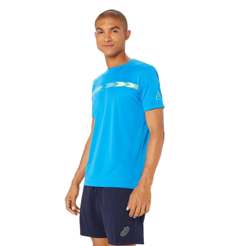 Áo Phông Asics Chính Hãng - Dry Practice Graphic Logo Short Sleeve Soccer Shirt  - Màu Xanh | JapanSport 2101A280-402