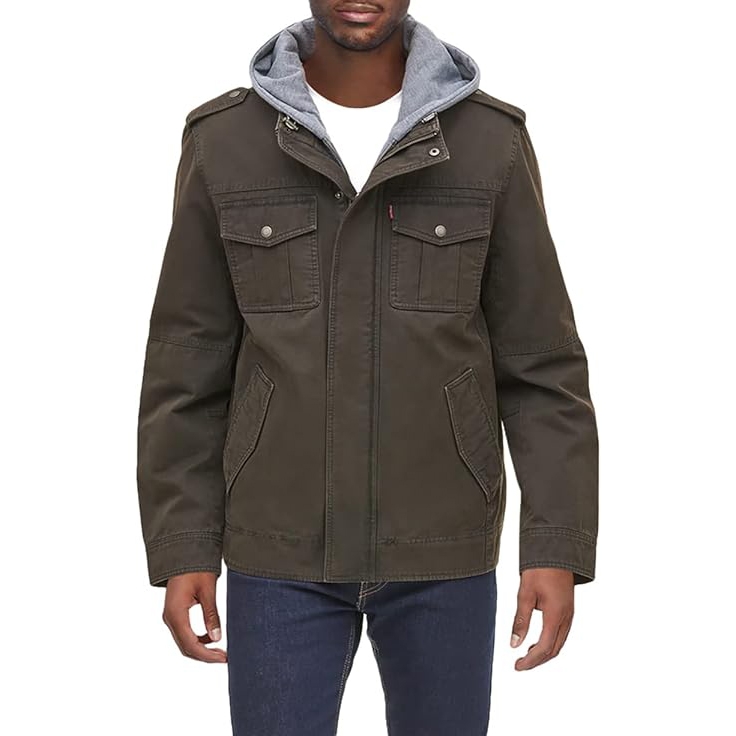 Áo Khoác Levi's Chính Hãng - Washed Cotton Hooded Military Jacket - Màu Nâu Đậm | JapanSport LM8RC364-dbr