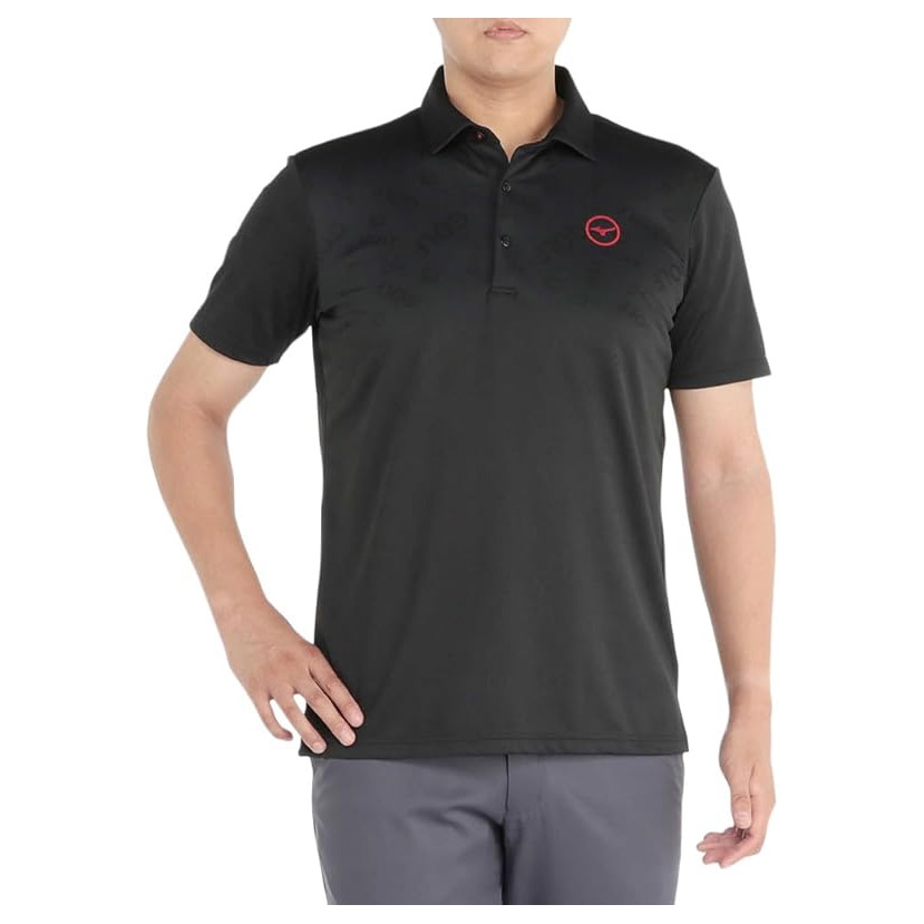 Áo Polo Golf Mizuno Chính Hãng - Jacquard Stretch - Màu Đen | JapanSport E2MAB018-09