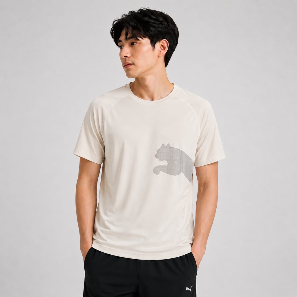 Áo Phông Puma Chính hãng - Puma Men's Train All Day Big Cat Short-Sleeve T-Shirt - Màu Be | JapanSport 525939-68