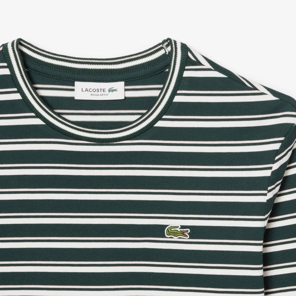 Áo Phông Lacoste nữ Chính hãng - Áo Thun Lacoste Nữ Dáng Suông Sọc Dài Tay Chất Liệu Jersey - Màu Xanh  | JapanSport TF7573-51-AIG